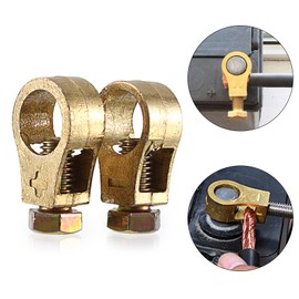 OwnMy 2 Pairs Pure Copper Battery Connection Clips Car Battery Terminal Connectors Clips with Washers, Positive and Negative Battery Cable Terminal Connector Top Post Battery Terminals Clamps for Cars