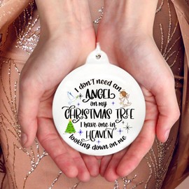 Christmas in Heaven Ornaments Angel Memorial Ornament Xmas Tree Hanging Decorations in Memory of Loved one Gifts Angel in Heaven Ornament- I Love one in Heaven