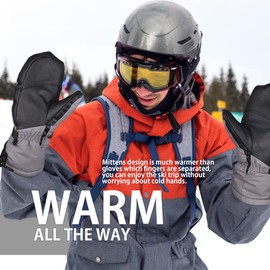 EXski Ski Gloves Men Waterproof Warm Mittens Women Snowboard Gloves Mittens Winter Gloves (Size S, Grey), gray