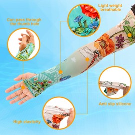 TUYUU Farmers Gardening Sleeves For Women,Thorn Proof Garden Sleeves,Cooling Protective Sleeves For Garden Farm Arms Ski Sun (Floral#1)