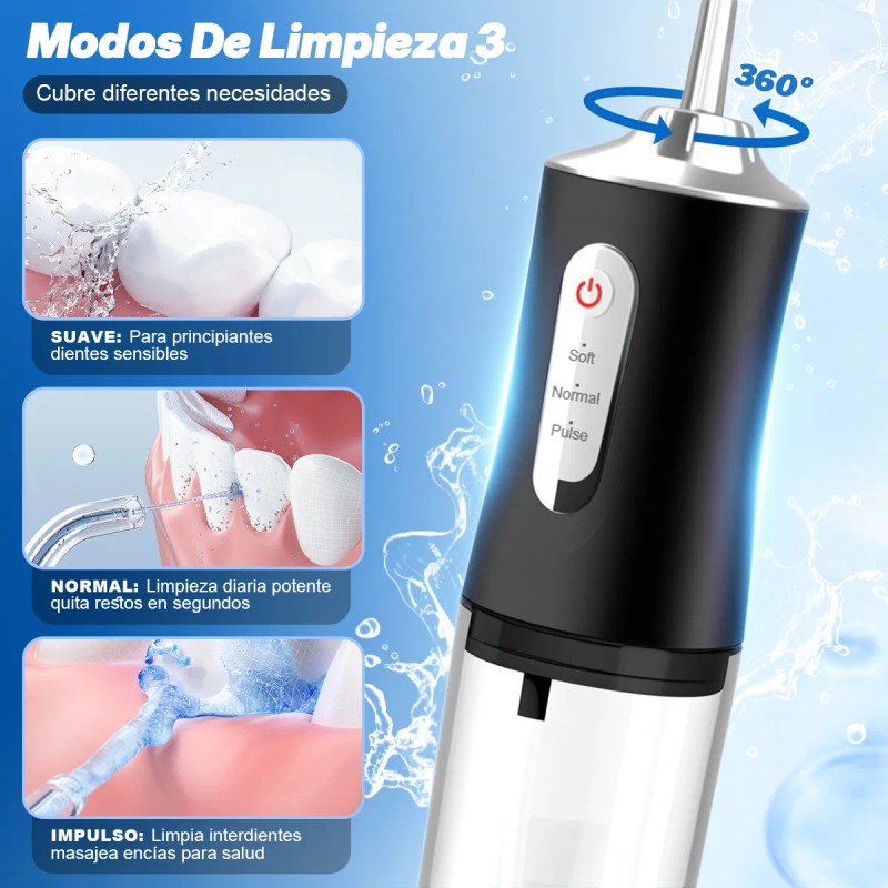 16pz Irrigador Bucal Portatil Agua Dientes Blancos 3mod Ipx7