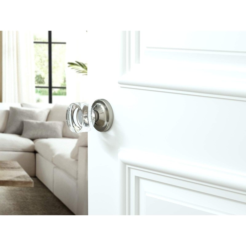Dummy Round Crystal Door Knobs Satin Nickel Round Rosette
