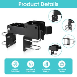 Liznkjious Chain Link Gate Latch, Strong Arm Double Gate Latch for 1-3/8 Inch Gate Frames, Chain Link Fence Gate Latch with Padlock Holes for Ranch Fences, Farm & Yard Metal Gates