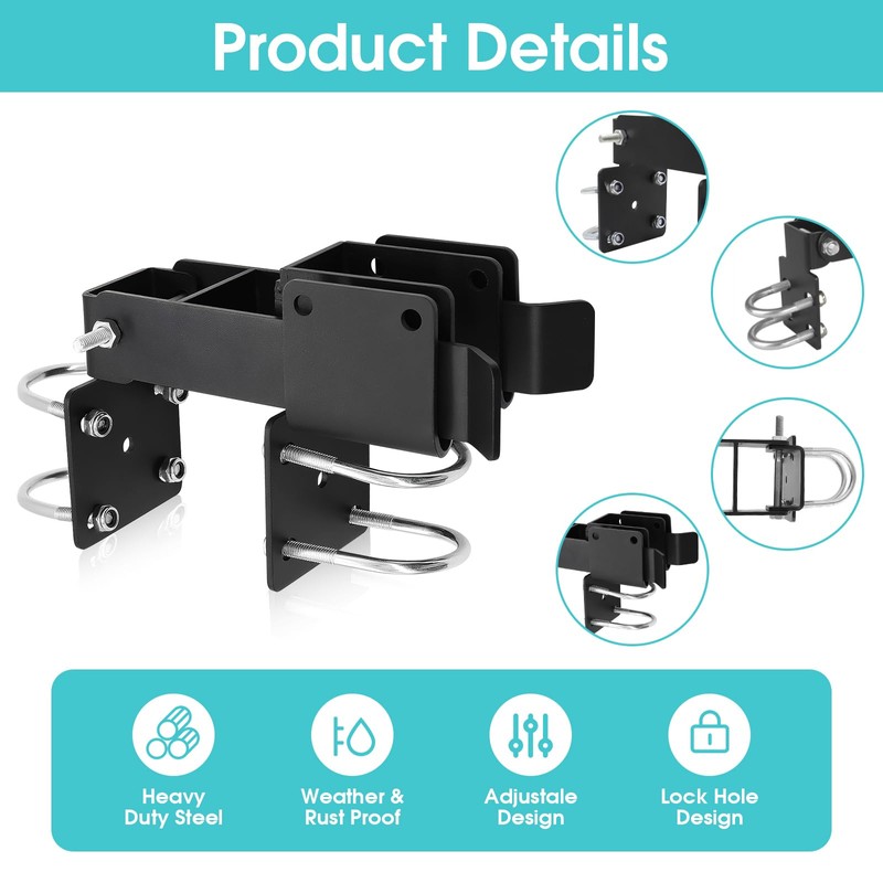 Liznkjious Chain Link Gate Latch, Strong Arm Double Gate Latch