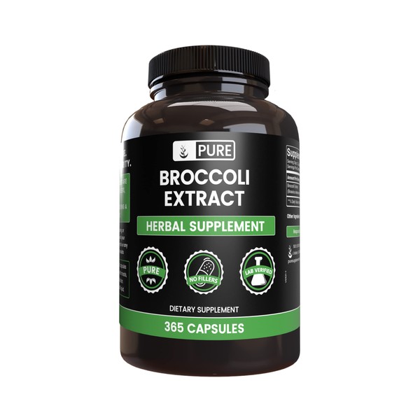 Pure Broccoli Extract Powder Capsules (365 Capsules) Pure, No Artificial Color, No Fillers or Stearates