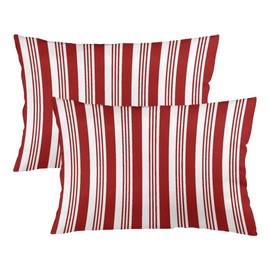 Abstract Red and White Striped Throw Pillow Cover Queen Size Set of 2 Candy Cane Pattern Christmas Lumbar Pillow Case Soft Standard Pillow Cases with Zipper Luxury Modern Cushion Cover for Bed,20"x30"