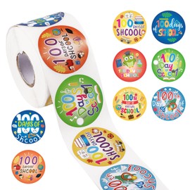 500pcs 100 Days of School Stickers, 1.5in Cute 100th Day Stickers Decals Roll Colorful Teacher Incentive Reward Stickers for Kids Students Kindergarten School Class Party Decoration