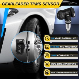GEARLEADER 4PCS Multi-Protocol TPMS Tire Pressure Sensors Fit for Renault for Peugeot for Citroen All Models 315&433MHz Snap-in Tire Pressure Monitoring System Replacement