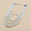 Florate Pearl Necklace and Earrings Set for Women Bib Multi