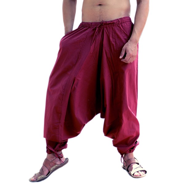 SARJANA HANDICRAFTS Men's Cotton Harem Yoga Baggy Genie Boho Pants