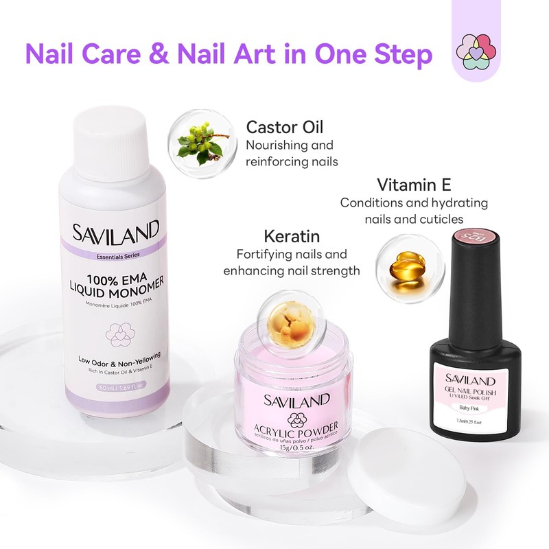 SAVILAND Acrylic Nail Kit with Everything: Professional Nails Kit Set