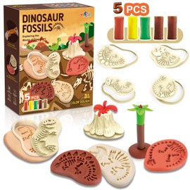 HASAYAQI Dinosaur Playdough Sets for Kids Ages 4-8 Educational Gift for Boys and Girls