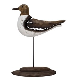 Wood Bird Statue Nautical Decor Decorative Seagull Sculpture Hand Carved Wooden Sea Birds Figurine Coastal Ocean Beach Themed Decoration for Home Yard Bathroom Living Room (Bird A, L)