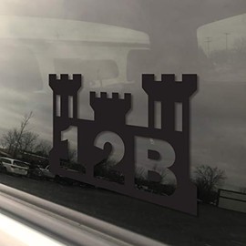 Military MOS 12B Combat Engineer Castle 3x5 Black Heavy Duty Die Cut Window Vinyl Sticker Decal