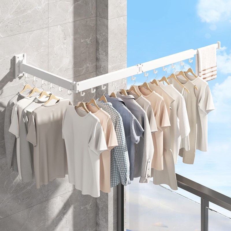 LIENAHU Wall Mounted Clothes Drying Rack, Collapsible, Folding, Retractable -