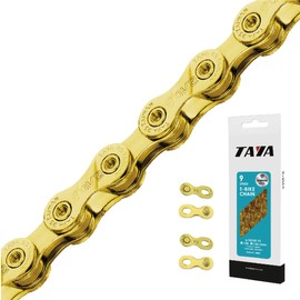 TAYA e-NOVE-91 9 Speed Bike Chain, 136 Links, Titanium Gold, Durable and Smooth Shifting, for E-Bike and MTB, for Gravel and MTB