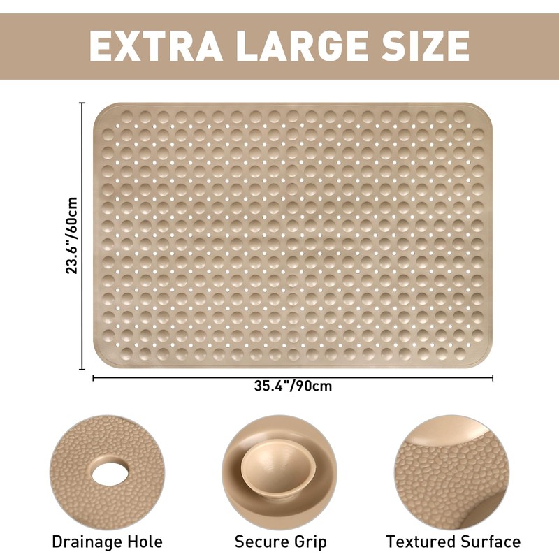Shower Mat Non Slip: 35.4 x 23.6 Inch Extra Large