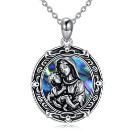 Virgin Mary necklace Sterling Silver Italian Solid Guadalupe Virgin Mary Nnecklace Pendant Necklace Catolicos Jewelry Gifts for Women