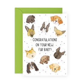 CENTRAL 23 Congratulations Card for Men and Women - 'On your New Fur Baby' - Puppy Greeting Card for Fur Mom & Dad - Cute Greeting Card for Dog Lovers - Card for New Pet - Comes with Stickers