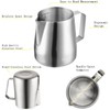 MaxMiuly Milk Frothing Pitcher,400ml Stainless Steel Milk Jug for Making