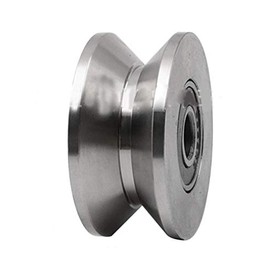 Chiloskit Heavy Duty 2" 304 Stainless Steel Sliding Gate Roller Bearing V-Groove Guide Roller Rail Rail Rigid Swivel Caster for Lifting Swing Sliding Gate (V-Groove 2")