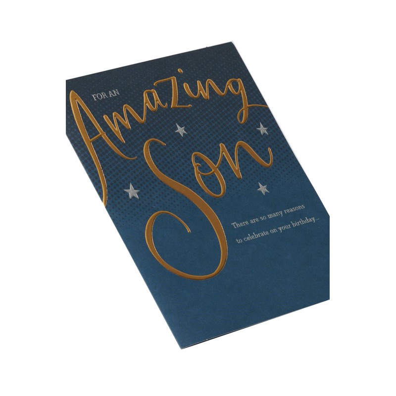 UK Greetings Birthday Card for Son - Gold & Blue