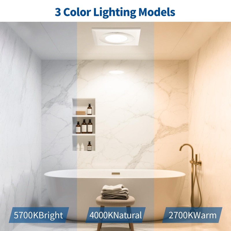 Bathroom Vent Fan with Light, Bathroom Exhaust Fan with LED