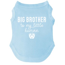 Big Brother to My Little Human Dog Tee Shirt | Sleeveless | Pregnancy Announcement | New Baby | Gender Reveal | Photoshoot (Baby Blue, 3X-Large 167)