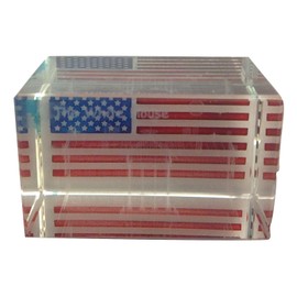 White House 3D Laser Etched Glass Crystal Paperweight with USA Flag, Washington DC Souvenirs