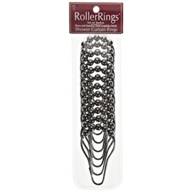 Heavy Duty Roller Shower Curtain Rings, Pewter Clipperton RollerRings, Set of 12
