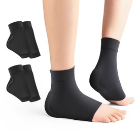 Promifun Achilles Tendon Heel Protector - Compression Padded Sleeve Socks Premium Gel Heel Socks for Haglunds Bump, Bursitis, Tendonitis & Tenderness - XL - 2 Pairs