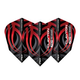 RED DRAGON Jonny Clayton V-Standard Black and Red Tribal Dart Flights - 3 Sets per Pack (Total 9 Dart Flights)