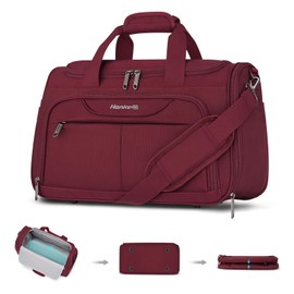 Hanke Underseat Carry On luggage Bags for Travel, Foldable Travel Bags for Women, Soft Lightweight Personal Item Travel Bag Small Carry On Bags for Airplanes, Travel Tote Bags for Women Men.（Burgundy）