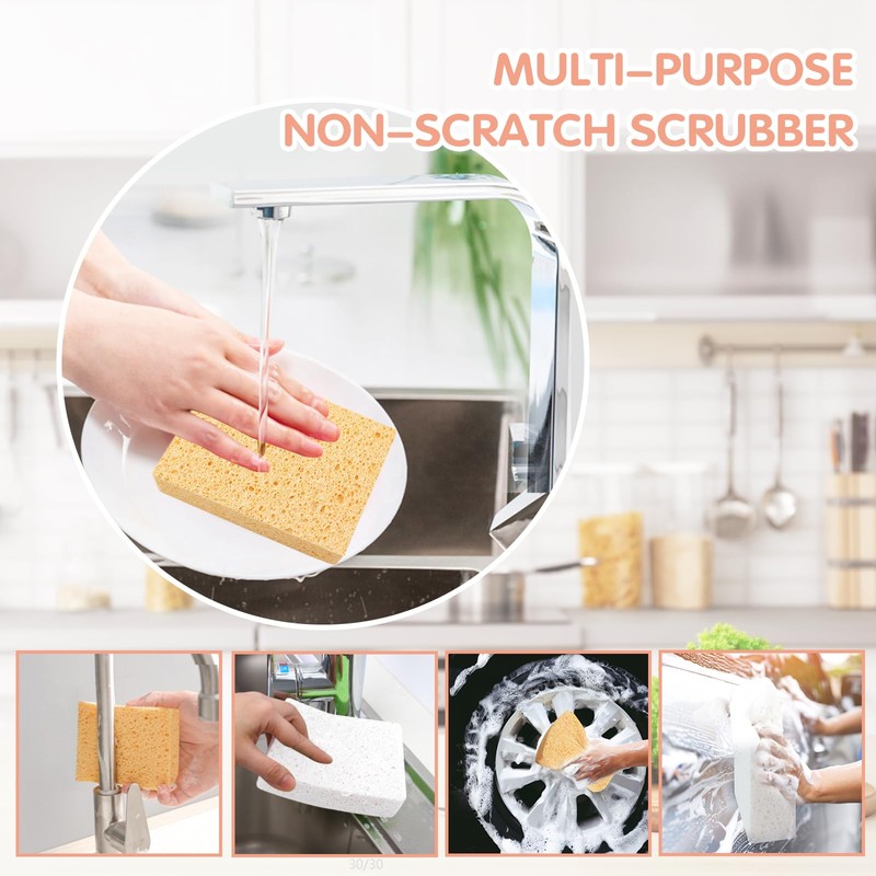 Extra Large Dish Sponges Kitchen for Cleaning, Natural Cellulose Sponges