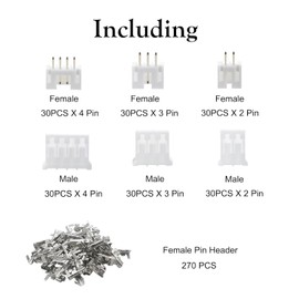 JYCONNECTS JST PH 2.0 mm Plug Kit, 2.0 mm Pitch Housing Plug and Socket, 2/3/4 Pin Housing Adapter Plug Clamp