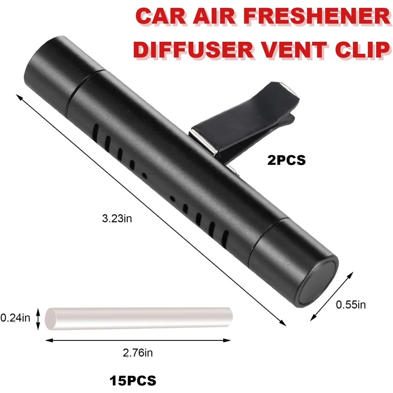 2 PCS Car Air Freshener Diffuser Vent Clips, Refillable Cylindrical