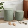 Royal Windsor Boucle Round Ottoman with Storage Set of 2,Small
