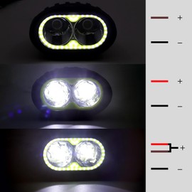 LED Work Light, Work Light, 20 W, Squid Ring, 12 V/24 V, Narrow Angle, Spot Beam, For Forklifts, Audubai, Bike Auxiliary Light, Round Type, Fog Lamp, Set of 2 (White + Blue)