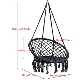 E EVERKING Hammock Chair Macrame Swing, Hanging Cotton Rope Macrame Hammock Swing Chair for Indoor, Outdoor Home, Patio, Porch, Deck, Yard, Garden, Max Weight: 260 Pounds
