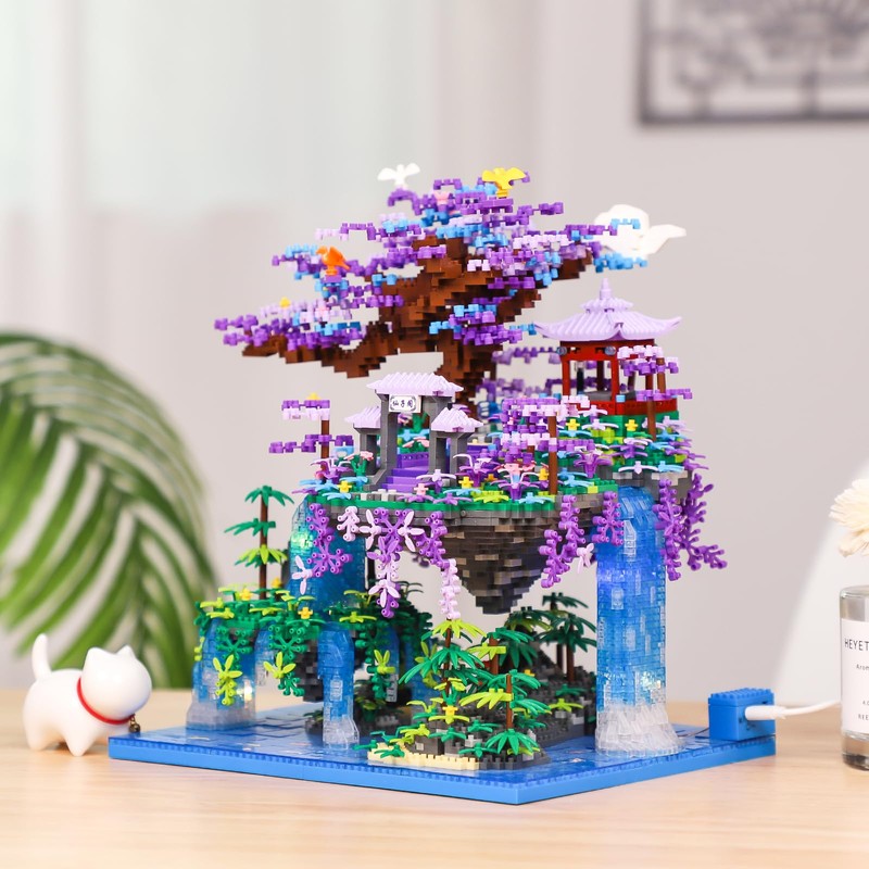 NEWABWN Chinese Moon Palace Pavilion Building Blocks Set - Micro