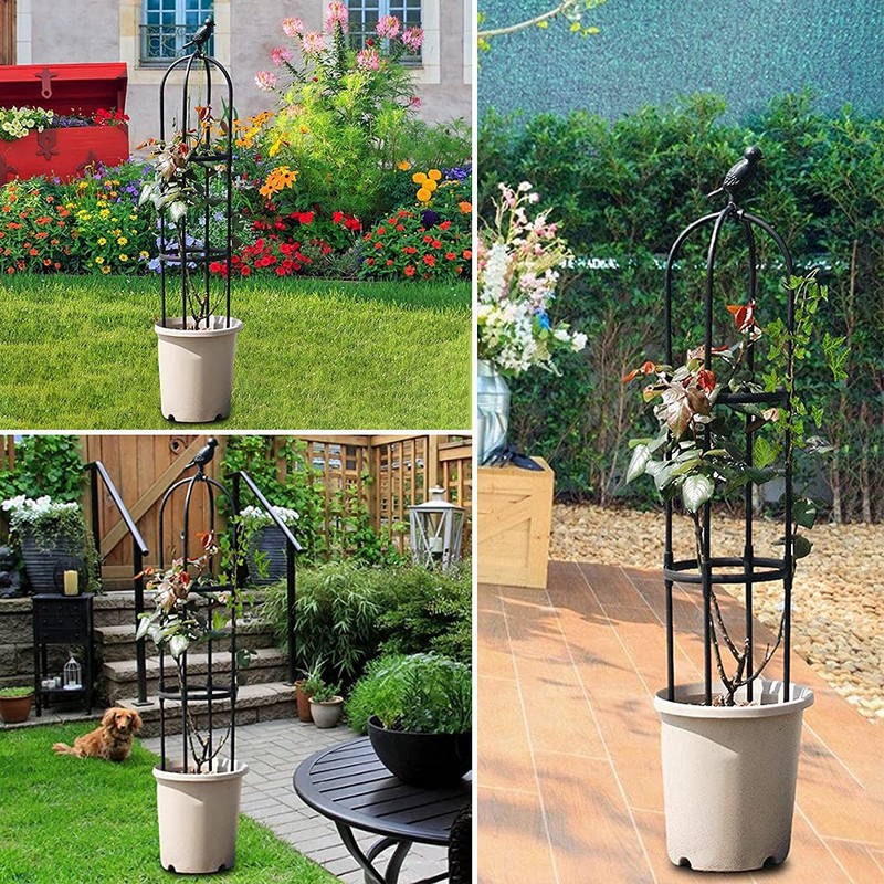 6ft Garden Obelisk Trellis for Climbing Plants-Rustproof Metal Pipe with