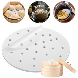 GWHOLE 100 Sheets Ciro Sheet Paper Diameter 23cm Disposable Chinese Cayro Cooking Paper Steamer Sheet Cooking Sheet Cooking Sheet Round 9 Inch