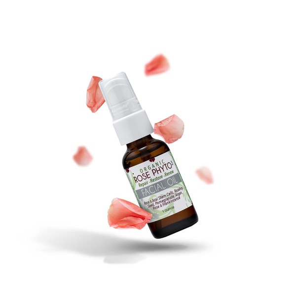 Peak Scents Organic Rose Phyto Facial Oil - Rosehip and Argan Oil Infused with Rose Extract and Frankincense Essential Oil - Ideal for Gua Sha Massage, Anti-Aging Face Oil (1oz)