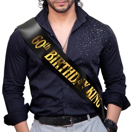 GODAYS Happy 60th Birthday Decorations for Men, Black Gold 60th Birthday King Sash Party Decorations Supplies