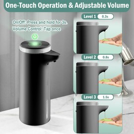 Seawah Automatic Dish Soap Dispenser (Upgrade Auto & Manual Modes) - Adjustable Volume for Thick & Thin Liquid - IPX7 WaterProof - USB C Rechargeable Touchless Hand Soap Dispenser for Kitchen Bathroom