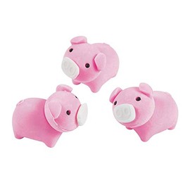 Pig Shaped Erasers - Classroom Handouts and Party Favors - Bulk Set of 24