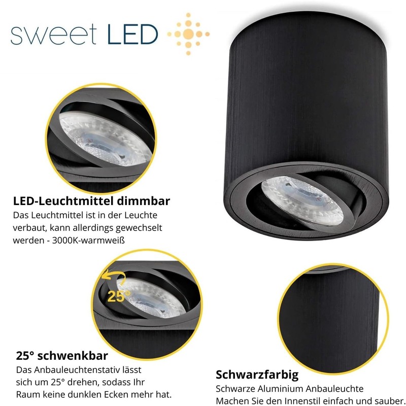 Sweet Led Surface-Mounted Spotlight GU10 Dimmable Aluminium Ceiling Spotlights 7