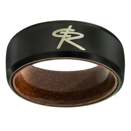 One Moment In Time J195 Size 11 Black Magic Tungsten With Wood Sleeve Ring Mormon LDS CTR