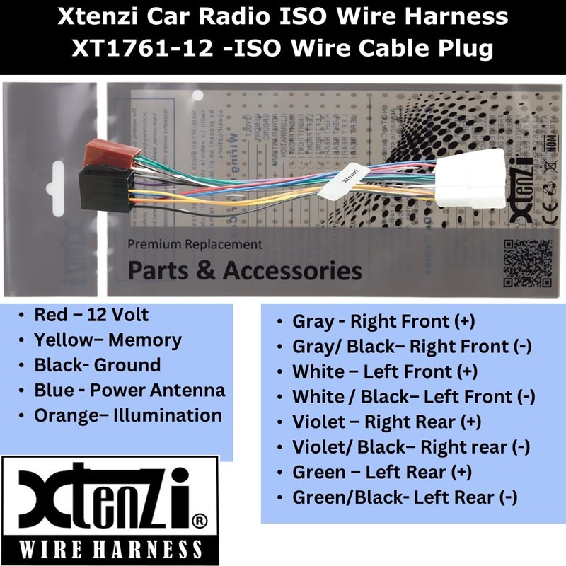 Xtenzi Car Radio ISO Wire Harness Compatible with Toyota Tacoma