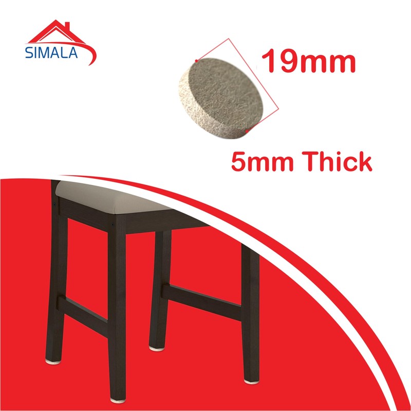 SIMALA 19mm Chair Leg Floor Protectors, 5mm Thick Furniture Pads